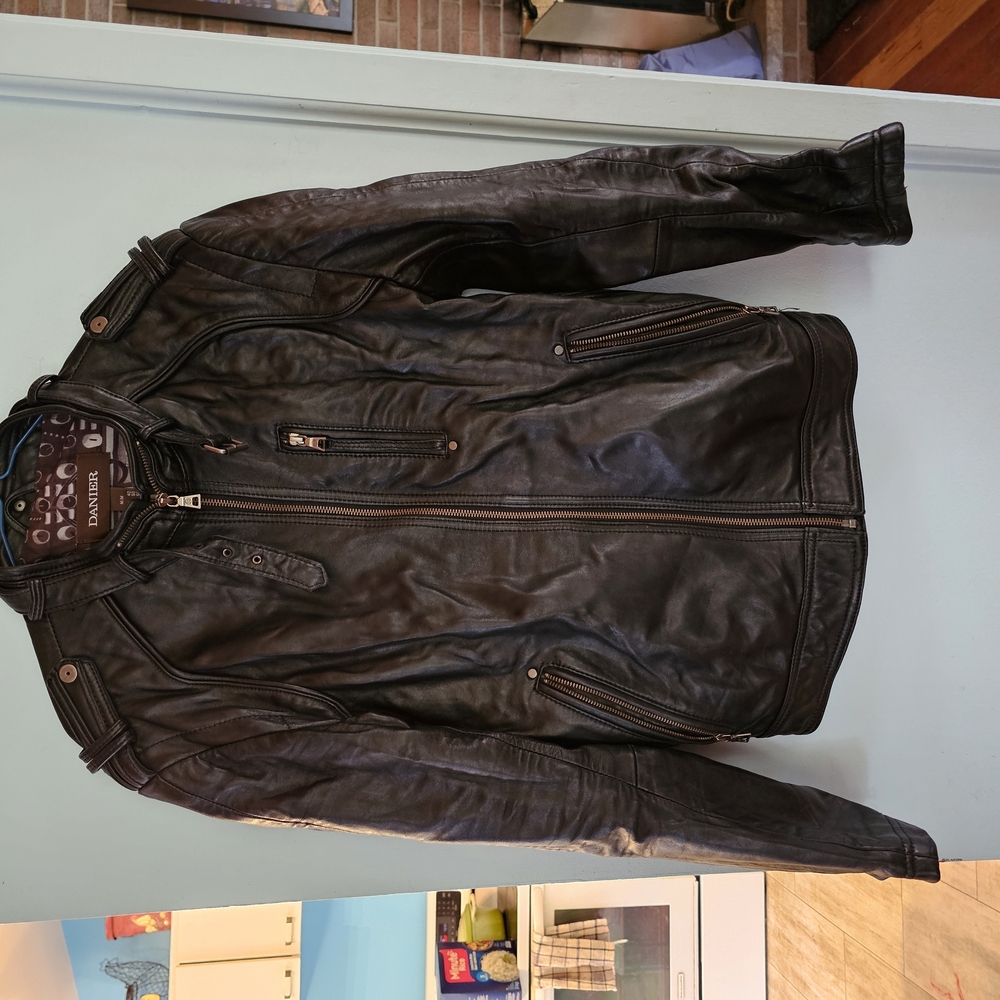 Danier Black Leather Jacket Classic Motorcycle Style